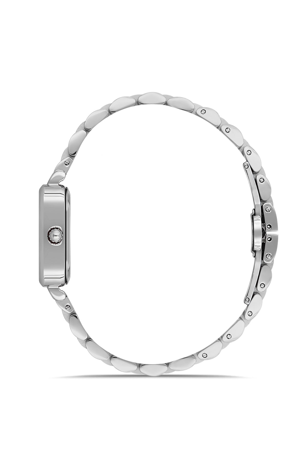 David Guner 9004LA-A1 women's watch with white mother-of-pearl dial, silver-tone case and stainless steel bracelet – side view