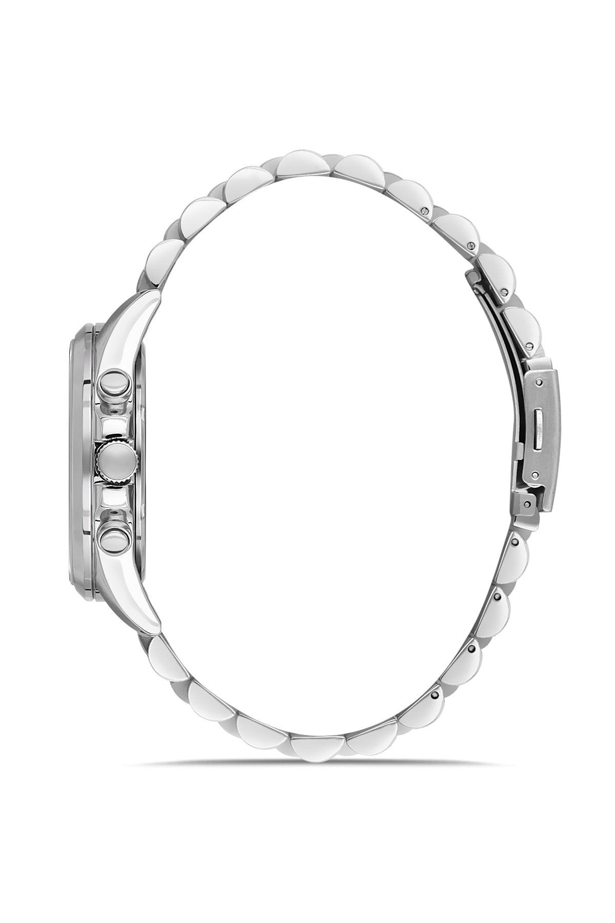 David Guner 9026GA-A10 men's watch with green dial, silver-tone case and stainless steel bracelet – side view