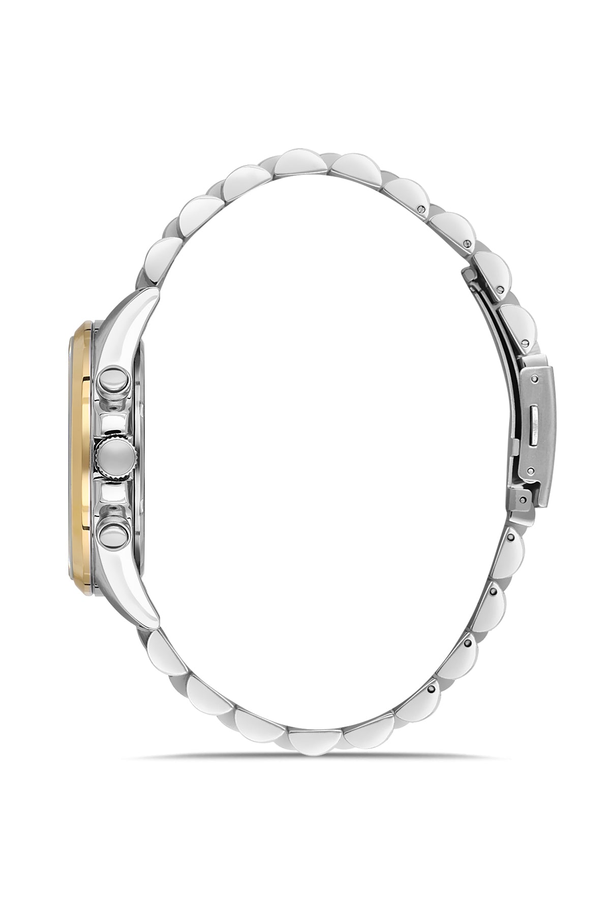 David Guner 9026GA-D2 men's watch with black dial, two-tone case and stainless steel bracelet – side view