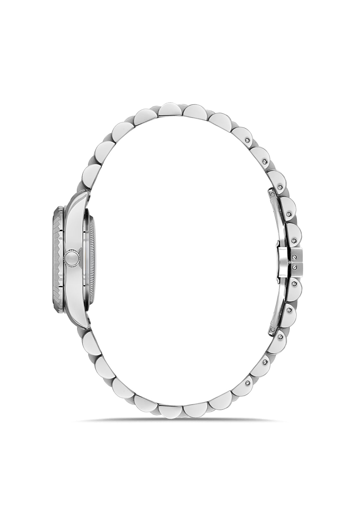 David Guner 9061LA-A3 women's watch with blue dial, silver-tone case and stainless steel bracelet – side view