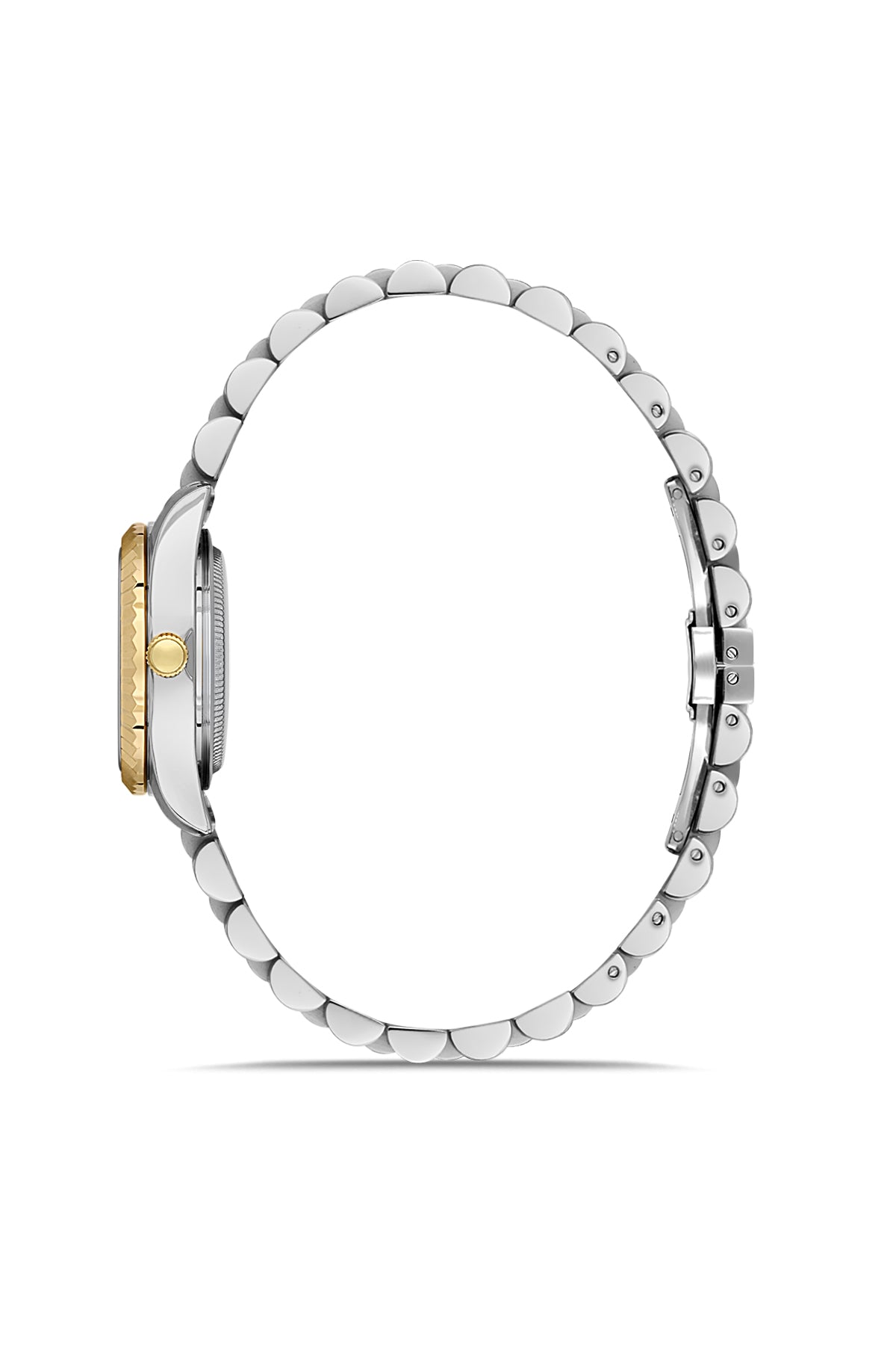 David Guner 9061LA-D2 women's watch with black dial, two-tone case and stainless steel bracelet – side view