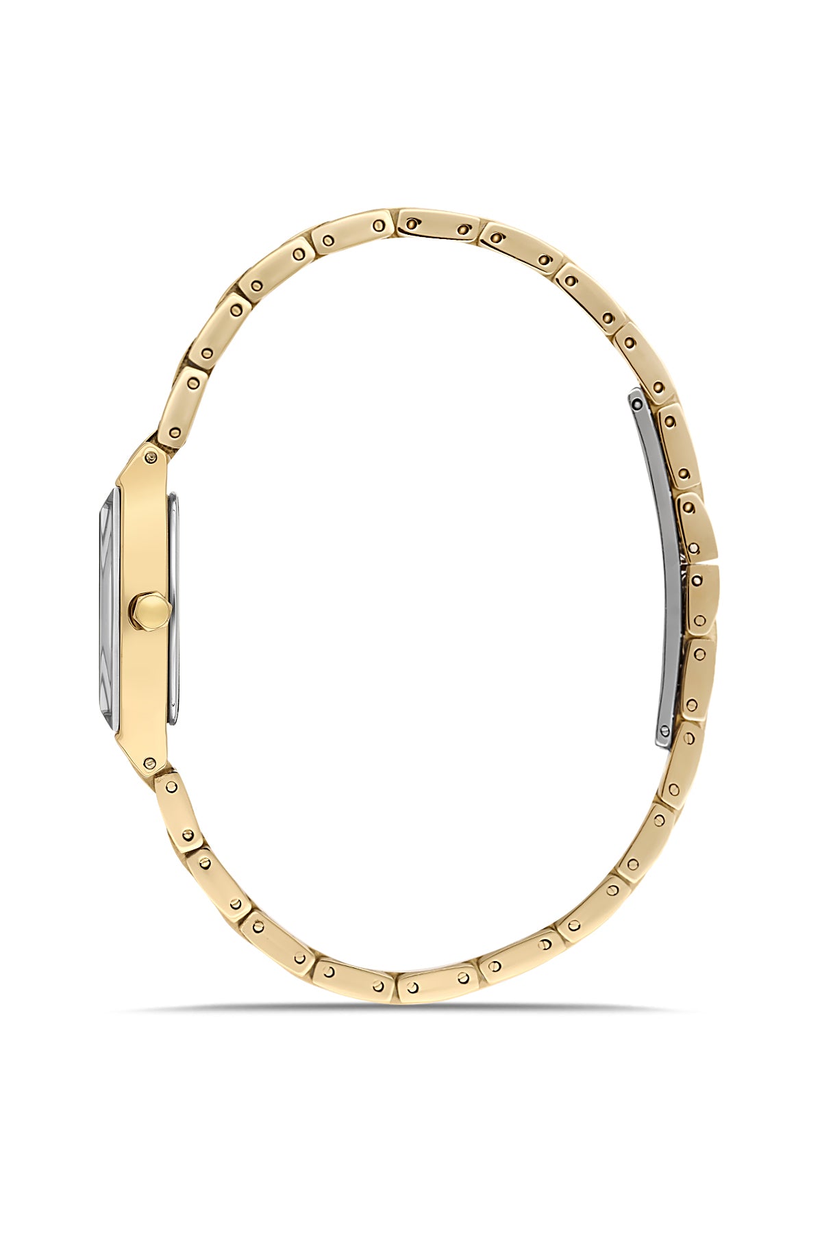 David Guner 9065LA-B2 women's watch with black dial, gold-tone case and stainless steel bracelet – side view