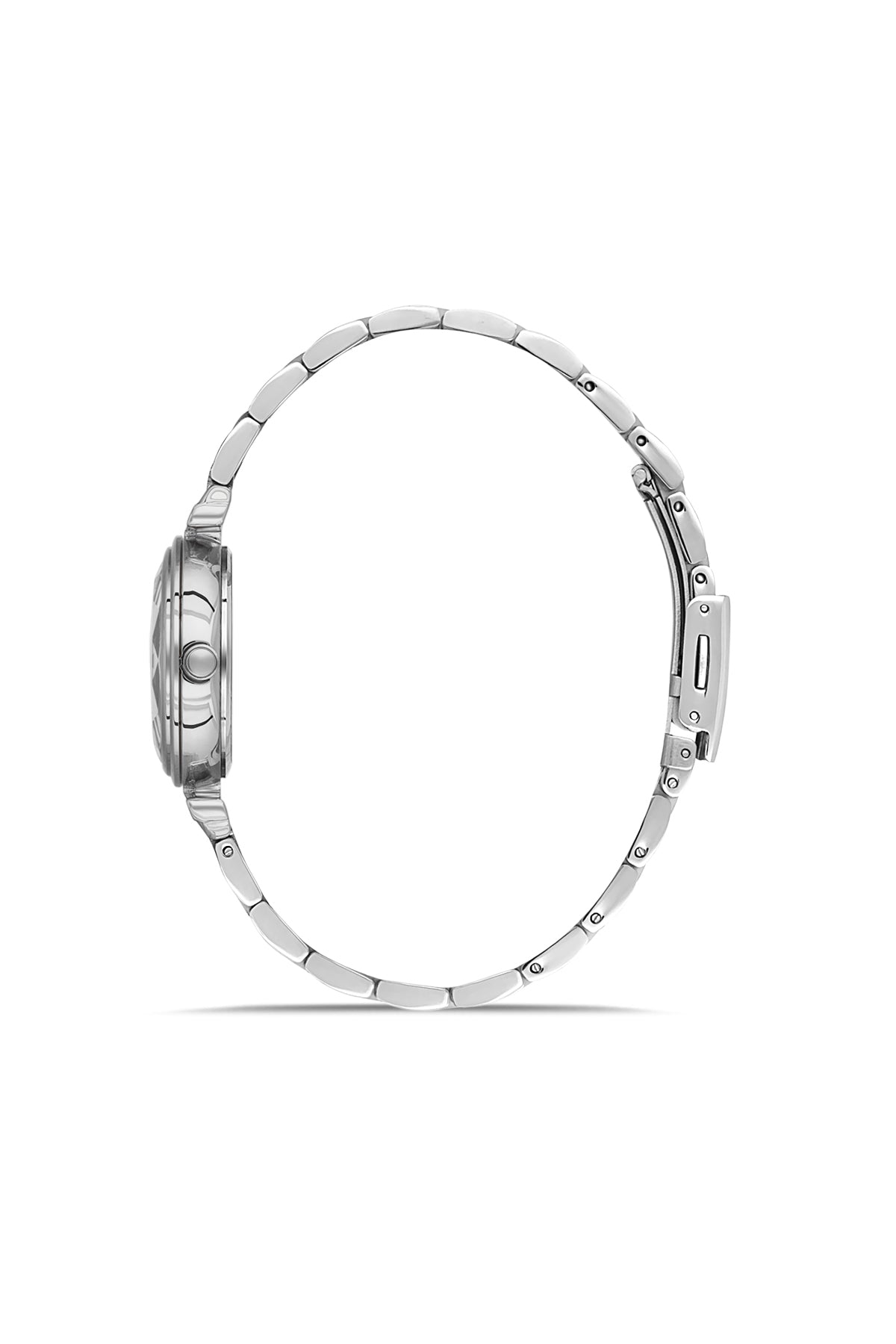 David Guner 9066LA-A1 women's watch with silver dial, silver-tone case and stainless steel bracelet – side view