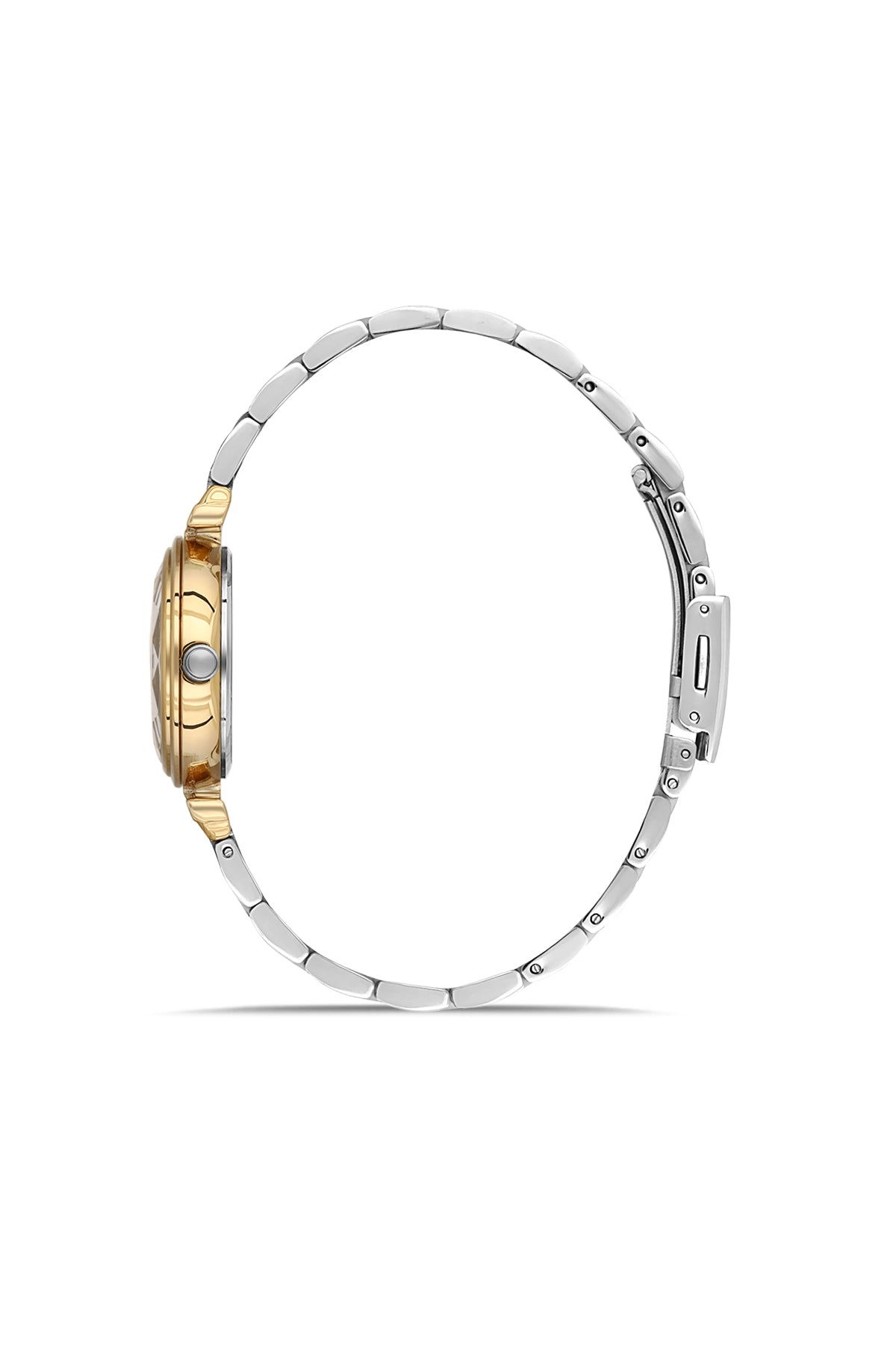 David Guner 9066LA-D1 women's watch with silver dial, two-tone case and stainless steel bracelet – side view