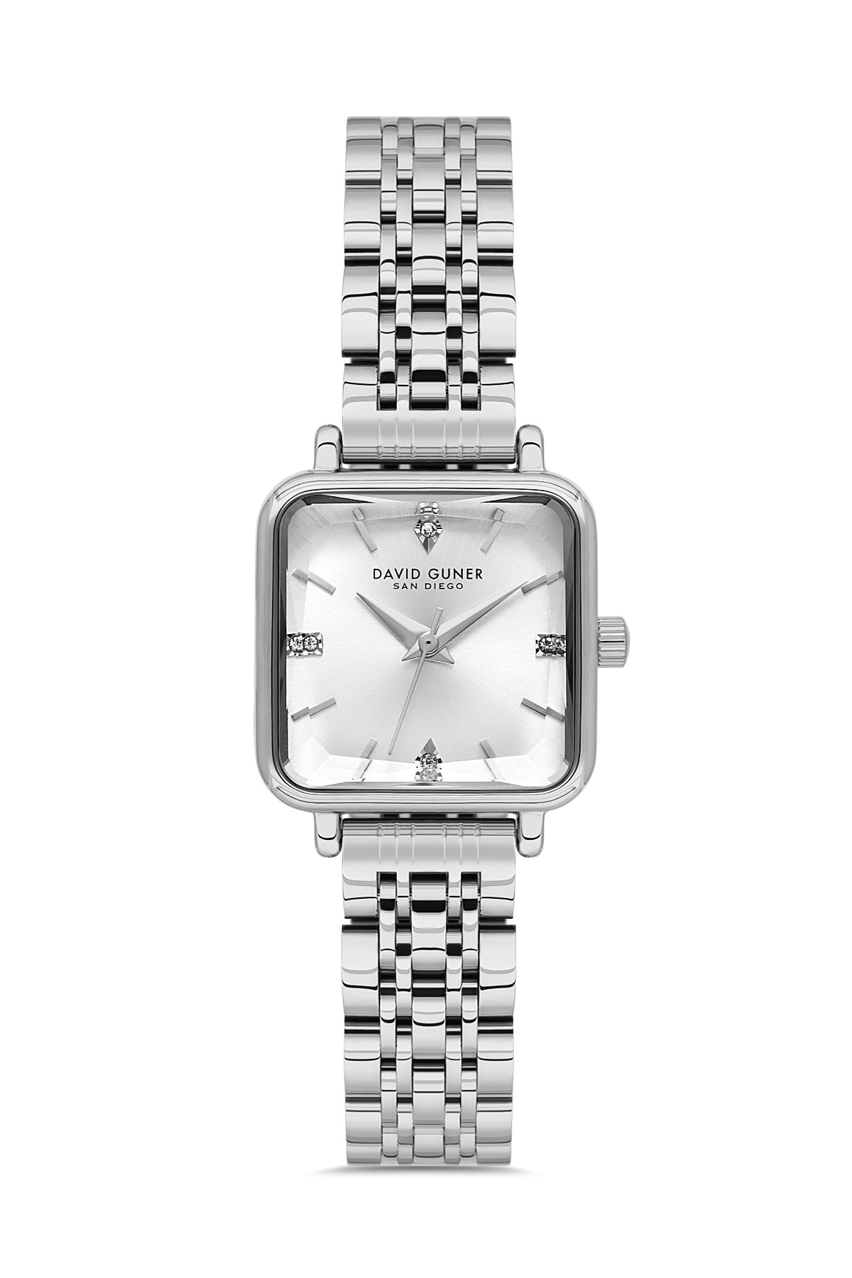 David Guner 9068LA-A1 women's watch with silver dial, silver-tone case and stainless steel bracelet – front view