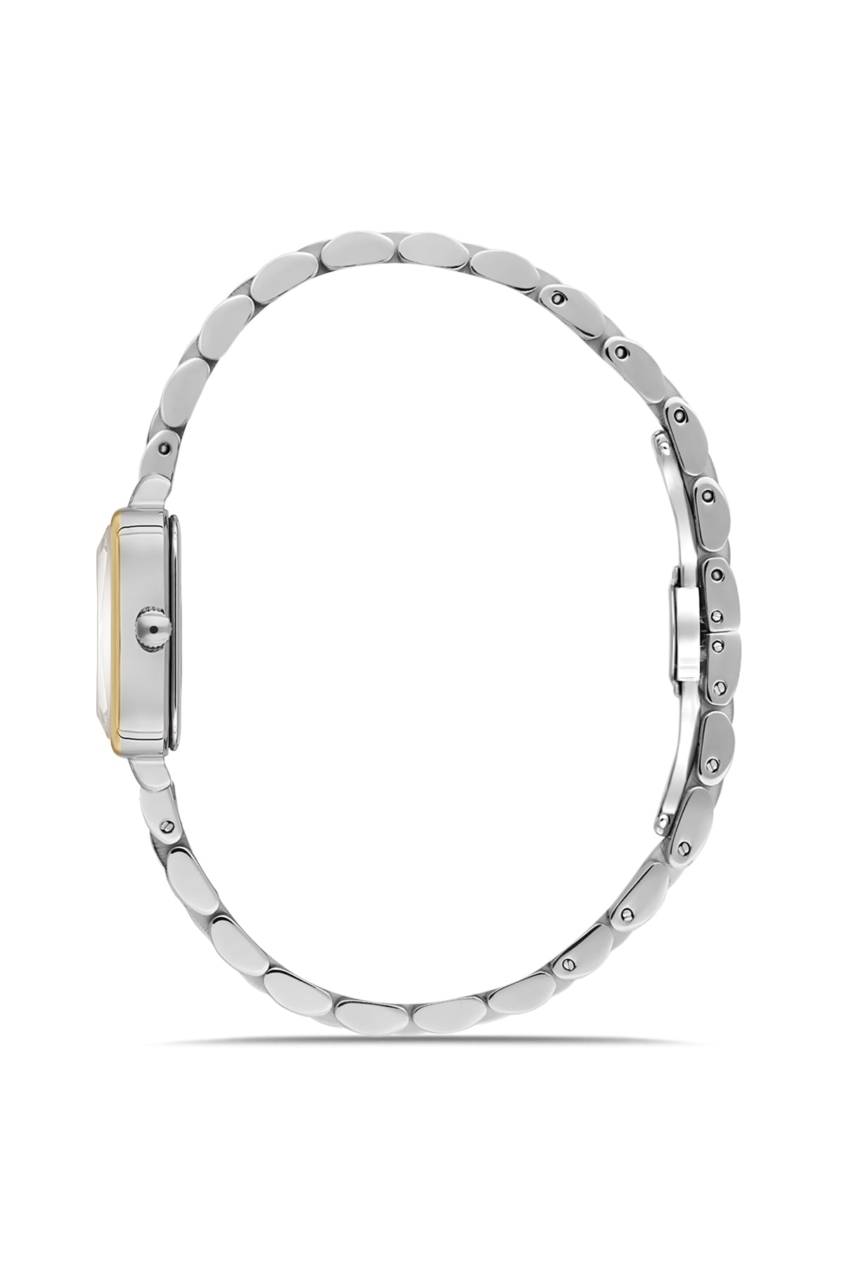 David Guner 9068LA-D1 women's watch with silver dial, two-tone case and stainless steel bracelet – side view