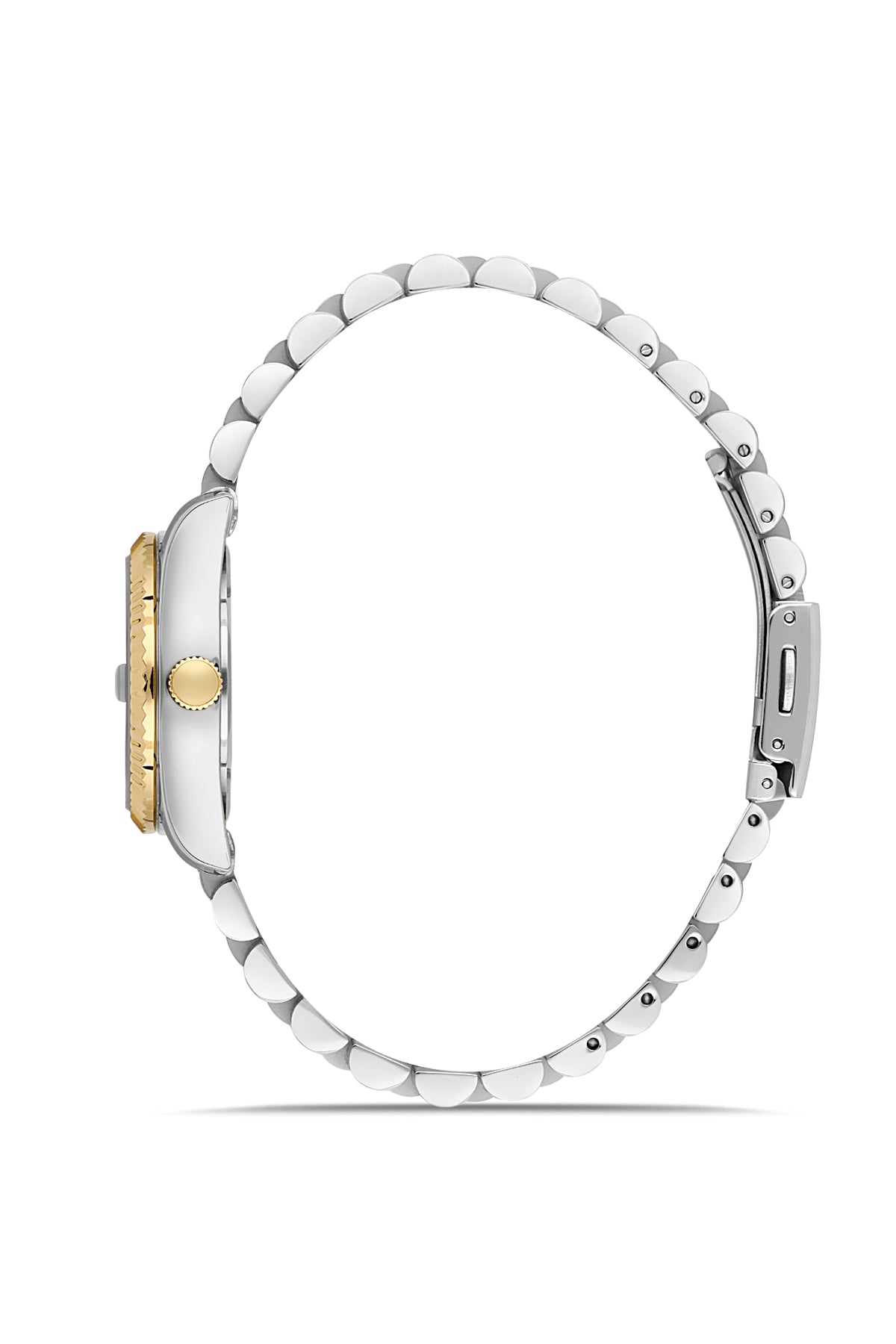 David Guner 9071LA-D10 women's watch with green dial, two-tone case and stainless steel bracelet – side view