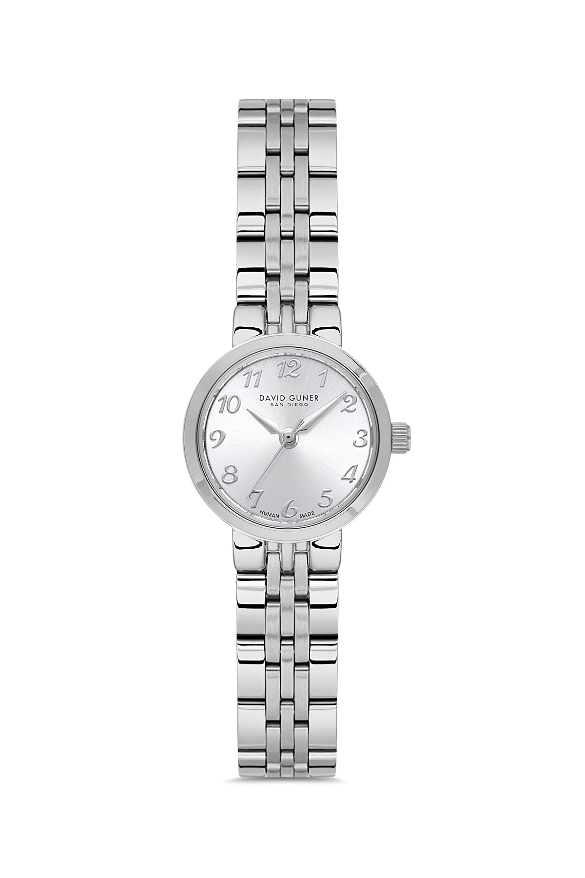 David Guner 9072LA-A1 women's watch with silver dial, silver-tone case and stainless steel bracelet – front view