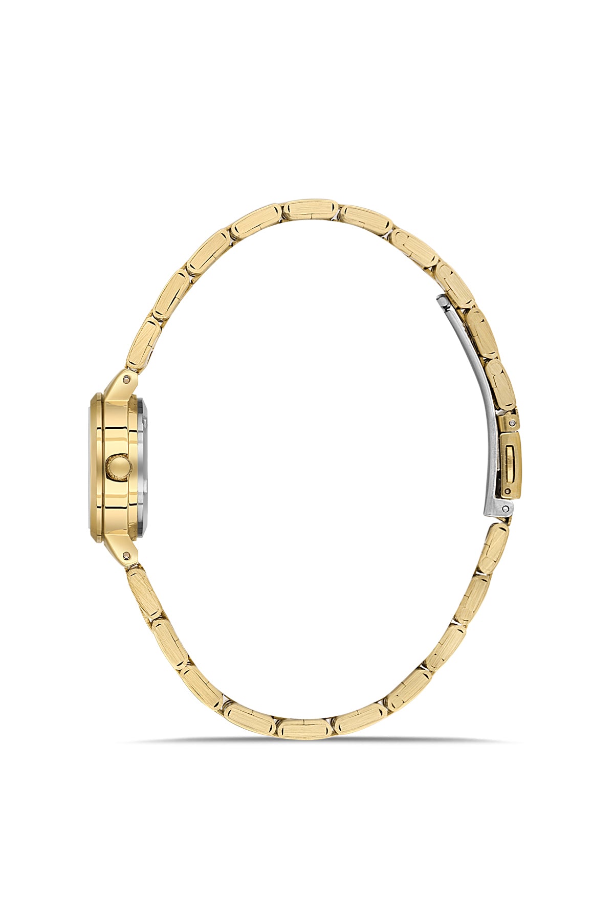 David Guner 9072LA-B4 women's watch with gold dial, gold-tone case and stainless steel bracelet – side view