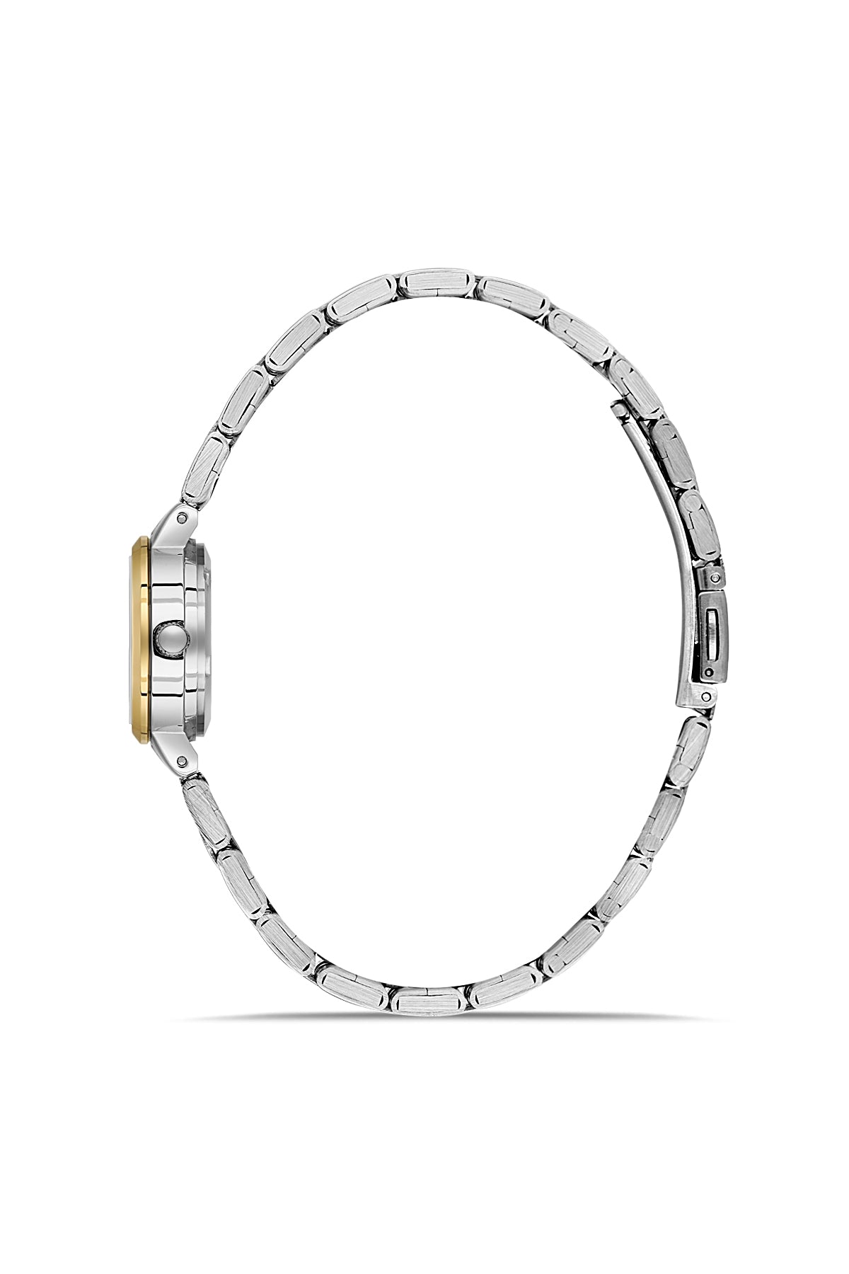 David Guner 9072LA-D1 women's watch with silver dial, two-tone case and stainless steel bracelet – side view