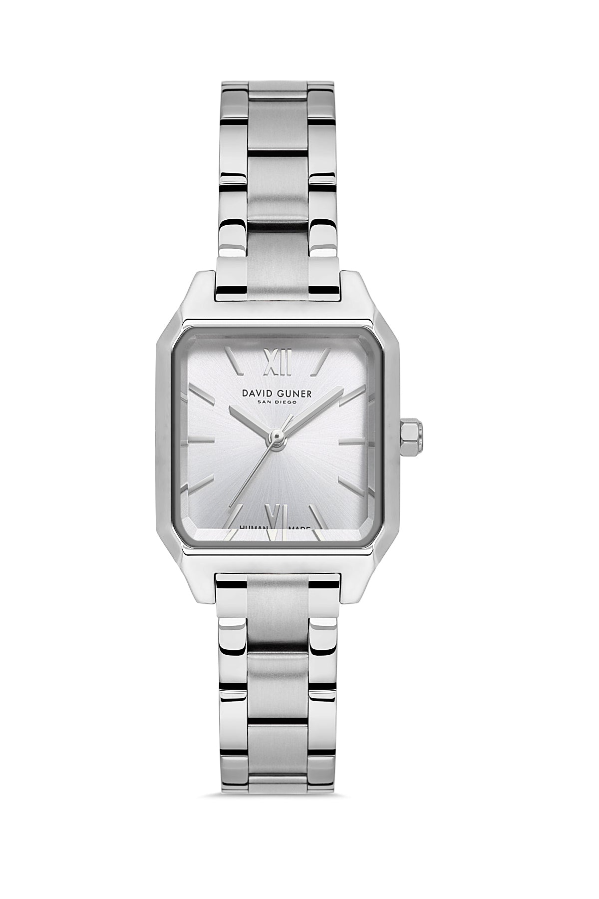 David Guner 9077LA-A1 women's watch with silver dial, silver-tone case and stainless steel bracelet – front view