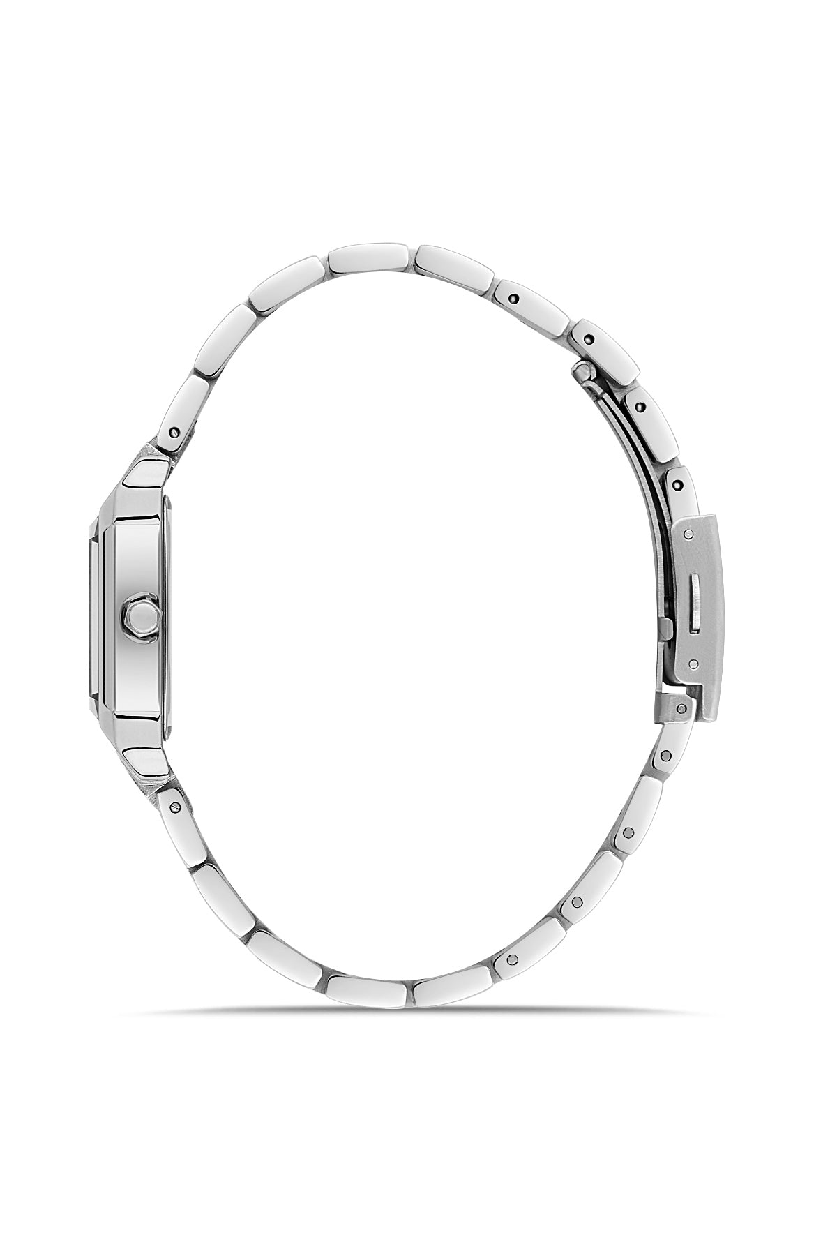 David Guner 9077LA-A2 women's watch with black dial, silver-tone case and stainless steel bracelet – side view