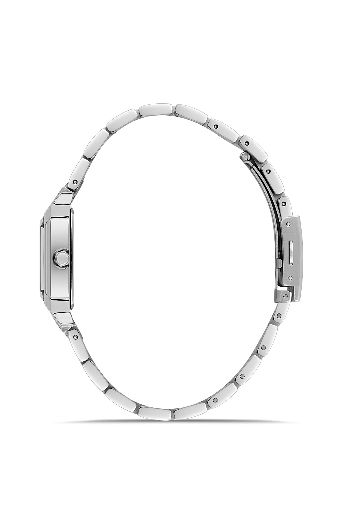David Guner 9077LA-A3 women's watch with blue dial, silver-tone case and stainless steel bracelet – side view