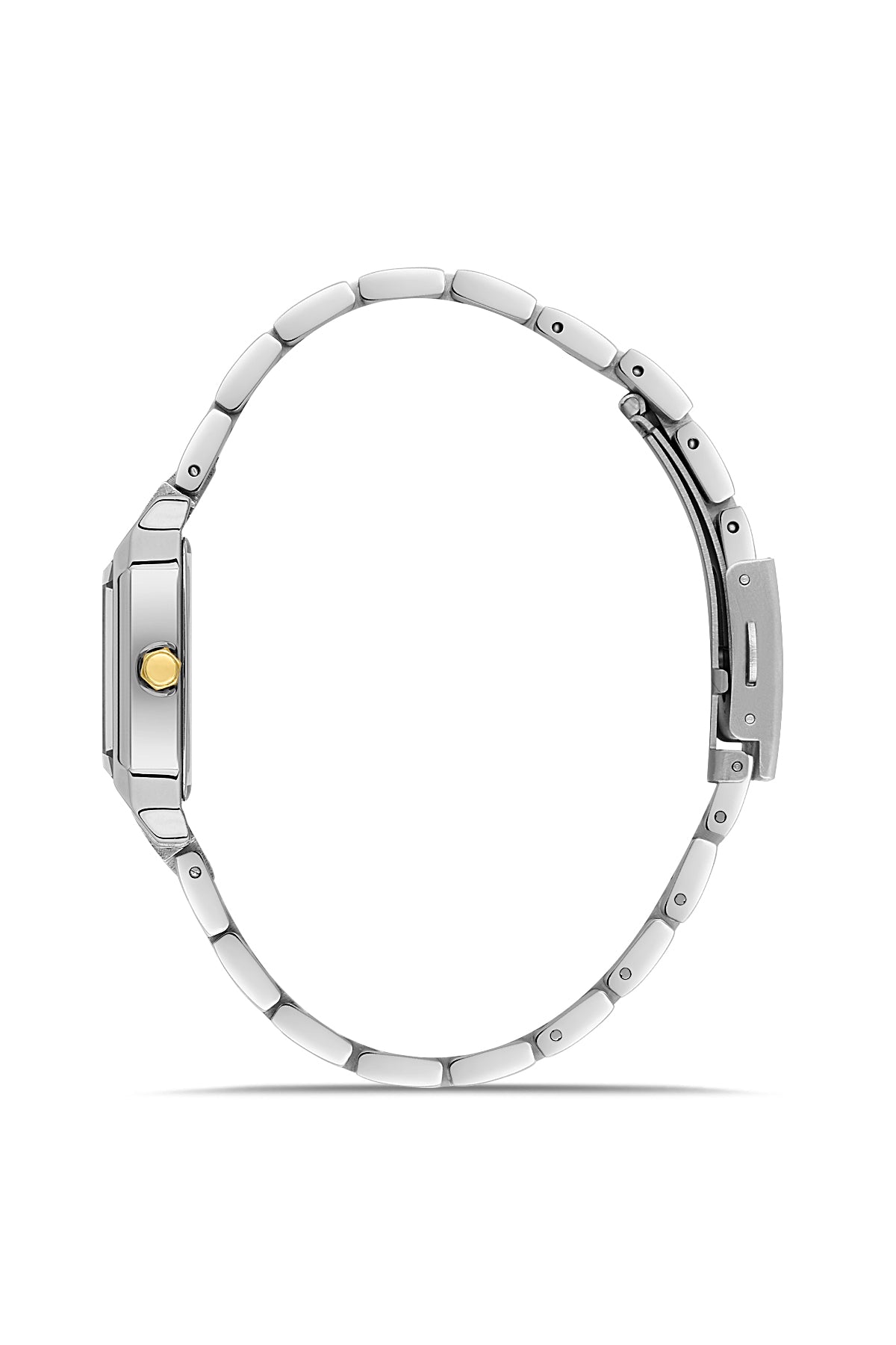 David Guner 9077LA-D1 women's watch with silver dial, two-tone case and stainless steel bracelet – side view