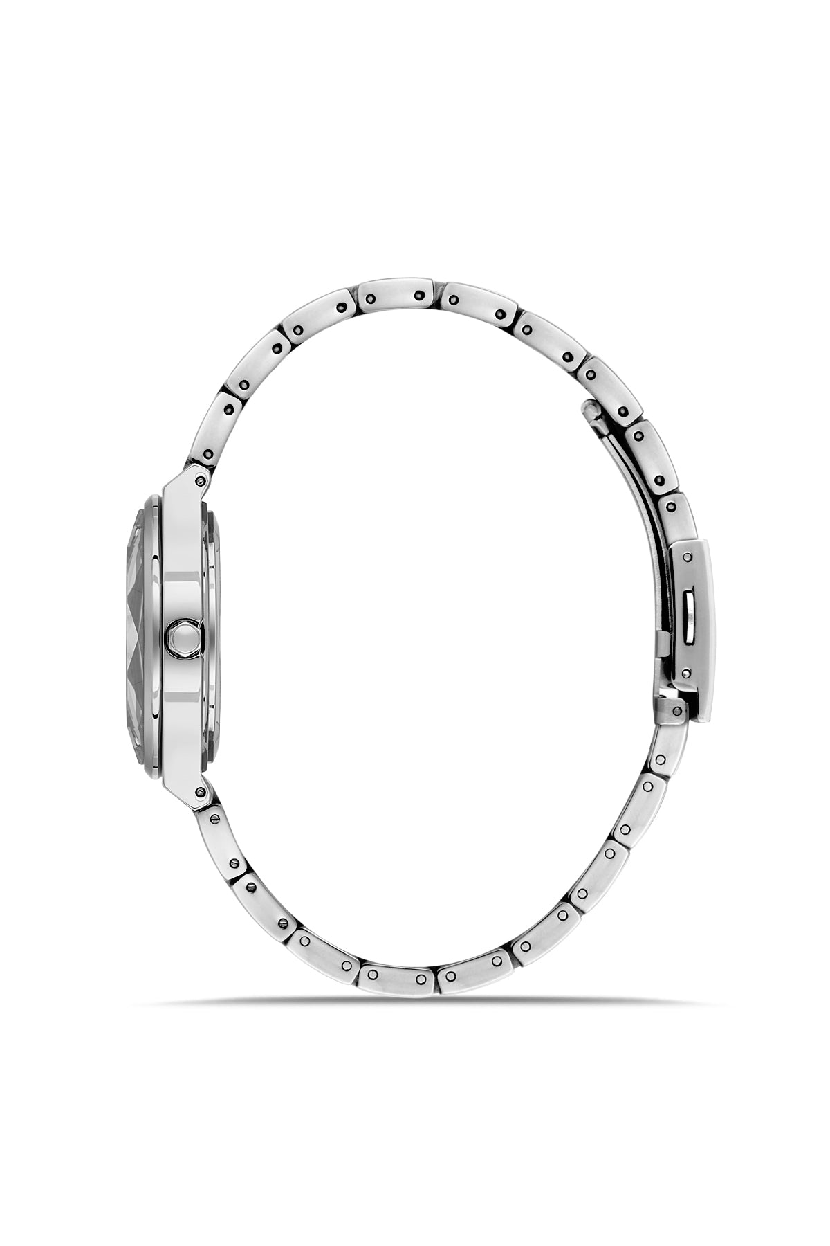 David Guner 9084LA-A3 women's watch with blue dial, silver-tone case and stainless steel bracelet – side view