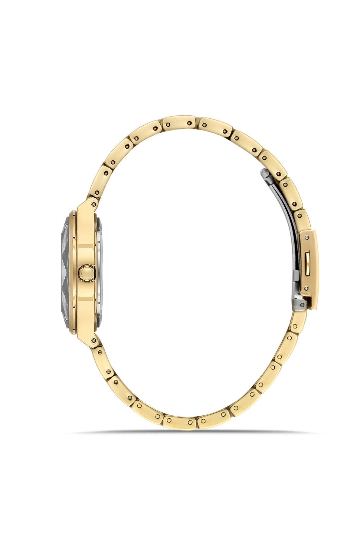 David Guner 9084LA-B1 women's watch with silver dial, gold-tone case and stainless steel bracelet – side view
