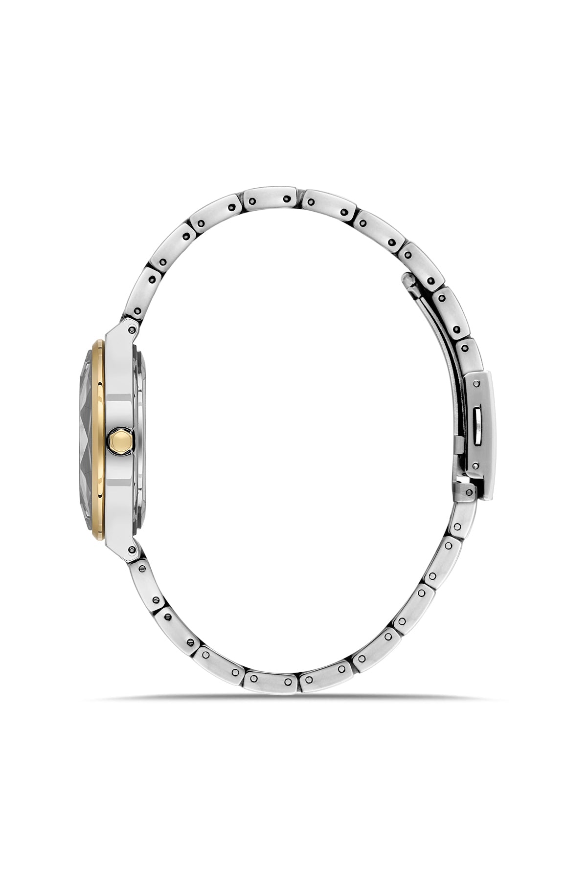 David Guner 9084LA-D1 women's watch with silver dial, two-tone case and stainless steel bracelet – side view