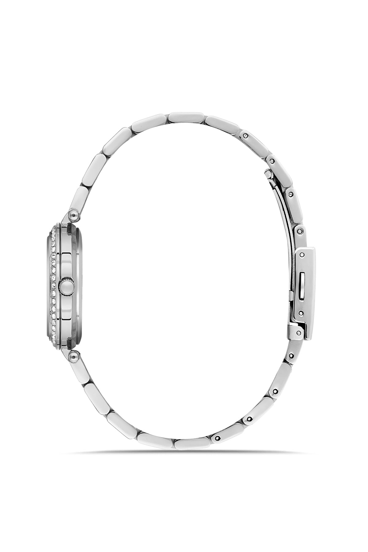 David Guner 9086LA-A1 women's watch with white mother-of-pearl dial, silver-tone case and stainless steel bracelet – side view