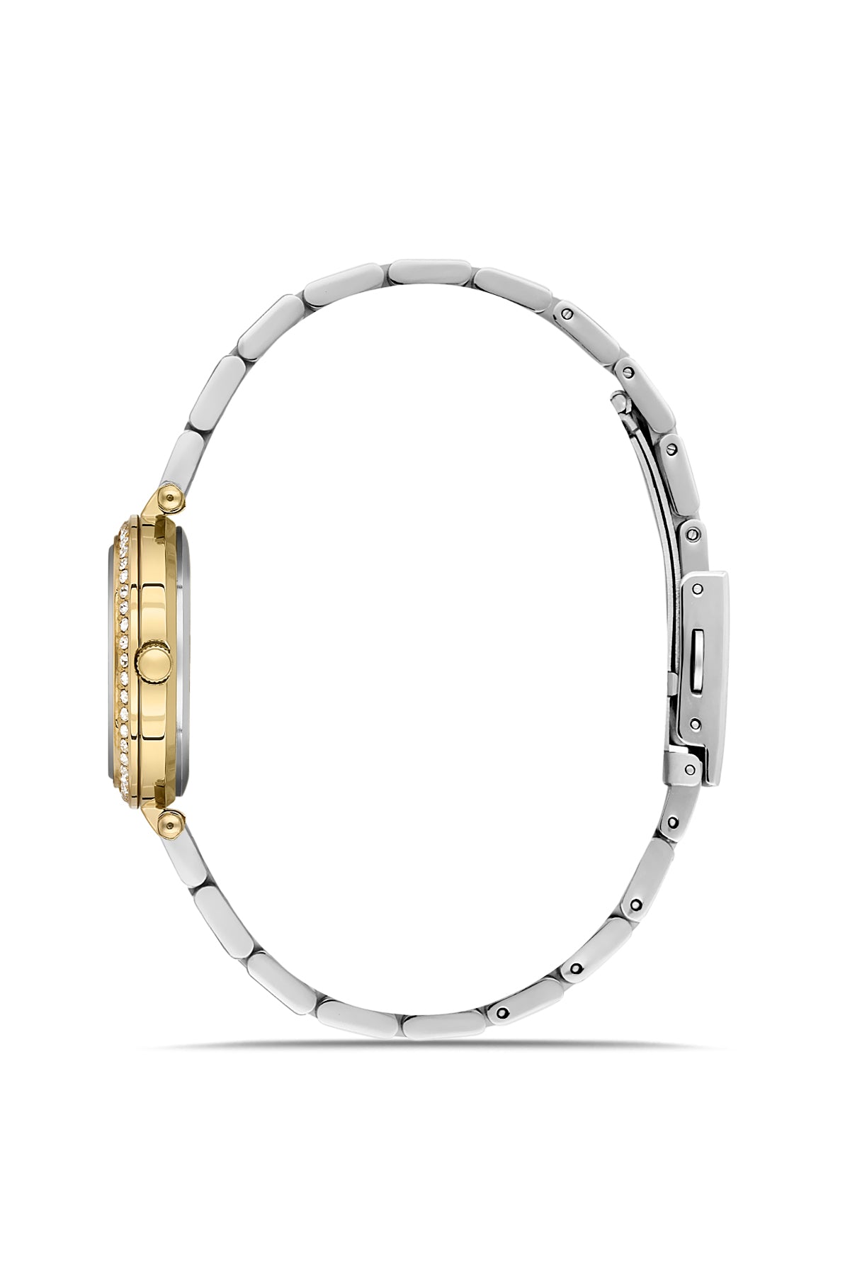 David Guner 9086LA-D1 women's watch with white mother-of-pearl dial, two-tone case and stainless steel bracelet – side view