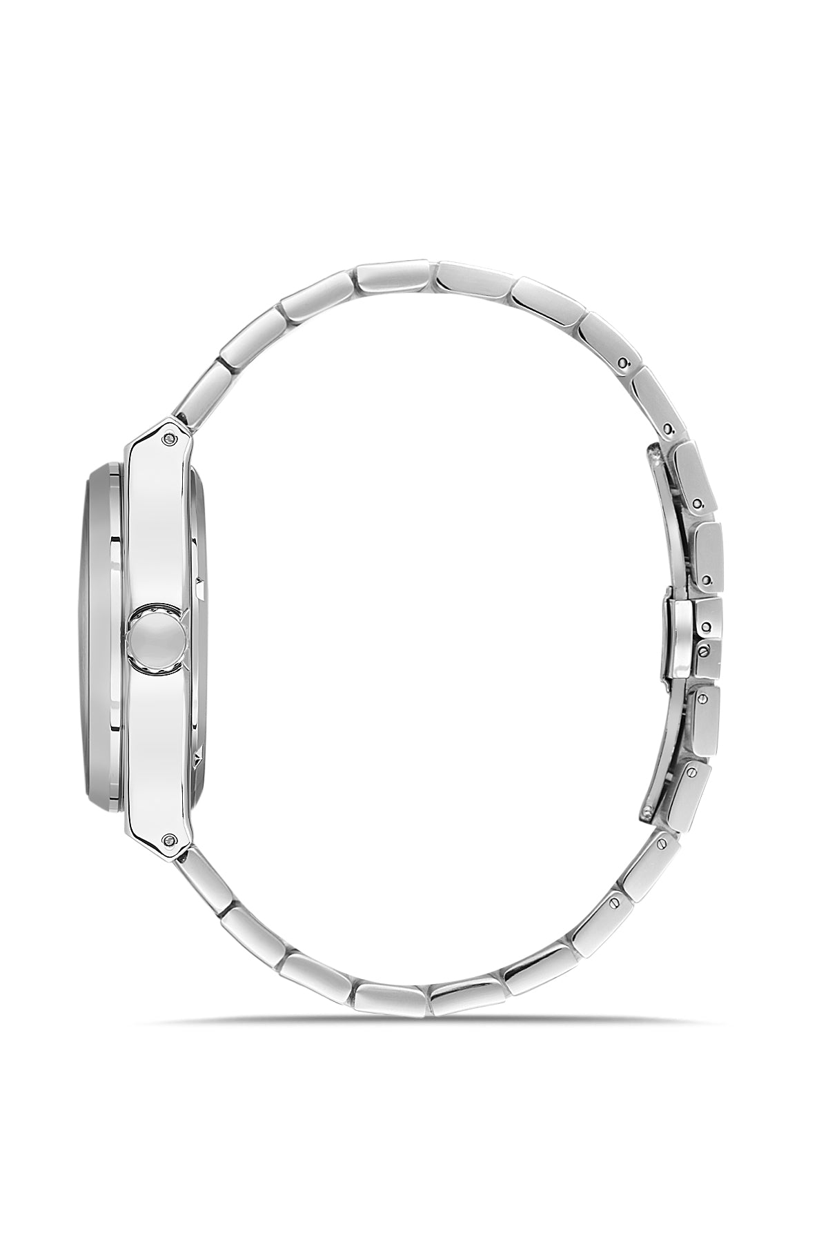 David Guner 9090GA-A10 men's automatic watch with green dial, silver-tone case and stainless steel bracelet – side view