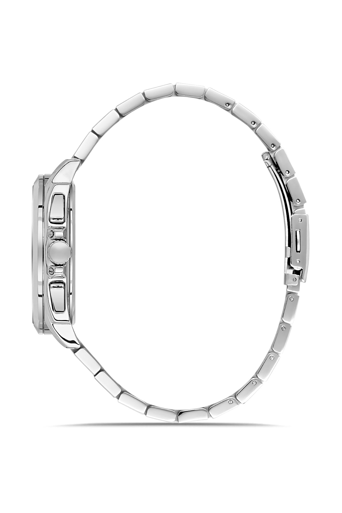 David Guner 9092GA-A1 men's watch with silver dial, silver-tone case and stainless steel bracelet – side view