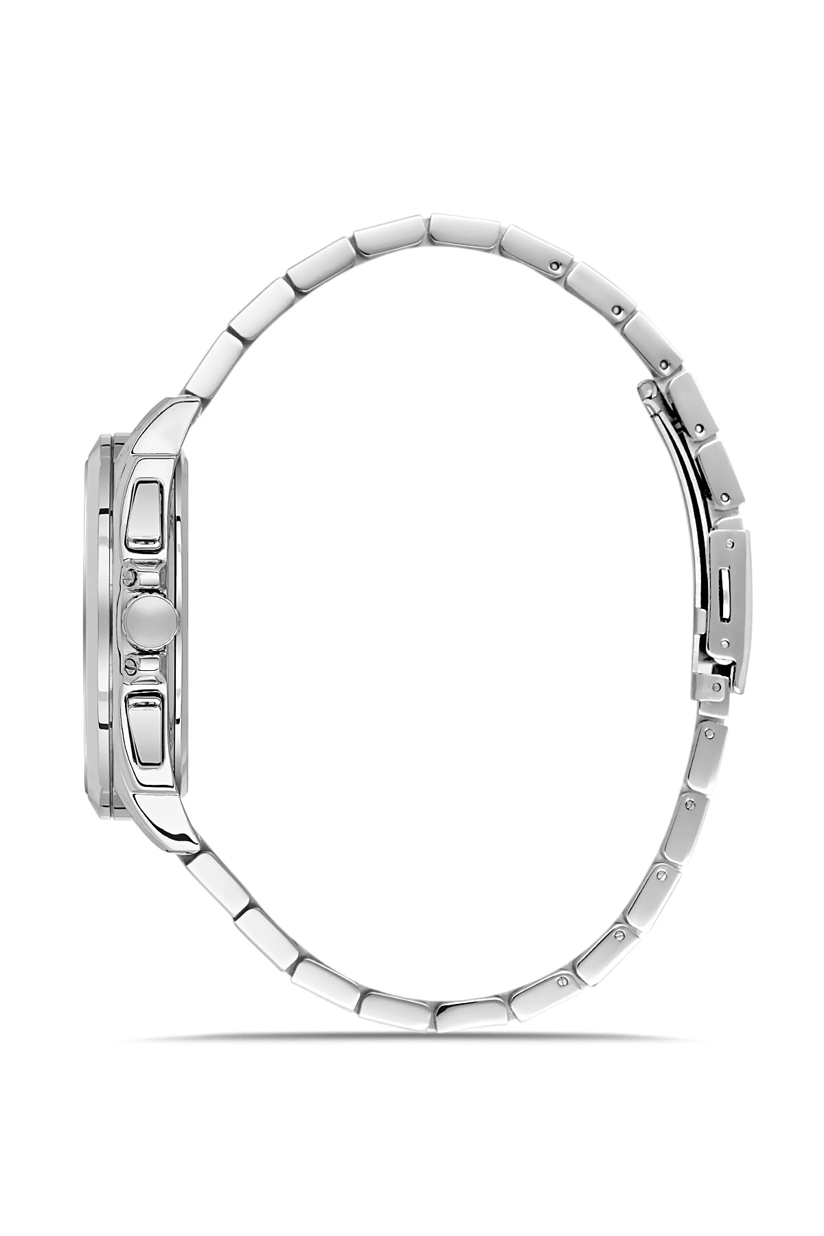 David Guner 9092GA-A2 men's watch with black dial, silver-tone case and stainless steel bracelet – side view