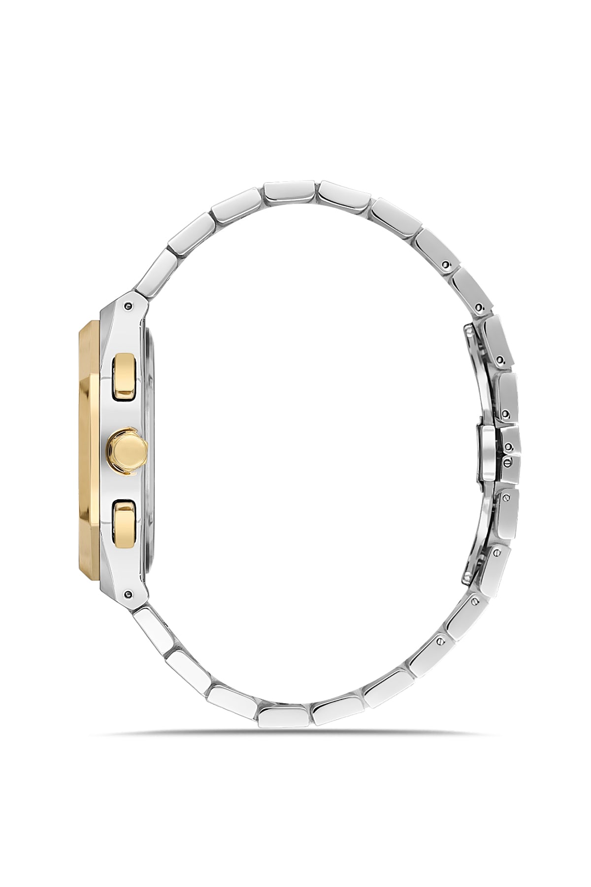 David Guner 9098GA-D2 men's watch with black dial, two-tone case and stainless steel bracelet – side view