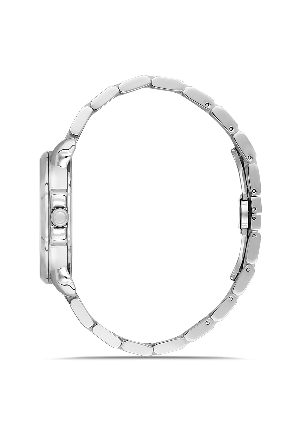 David Guner 9100GA-A1 men's watch with white dial, silver-tone case and stainless steel bracelet – side view