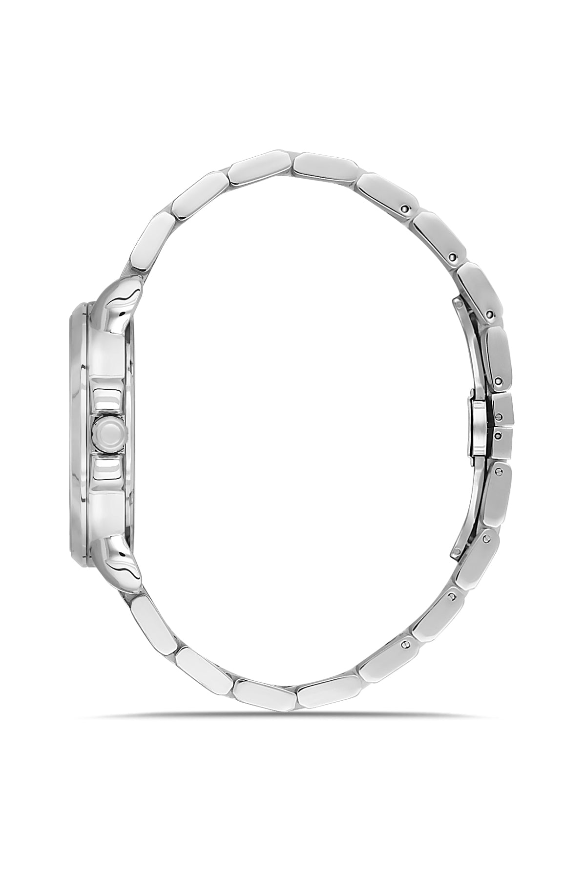 David Guner 9100GA-A2 men's watch with black dial, silver-tone case and stainless steel bracelet – side view