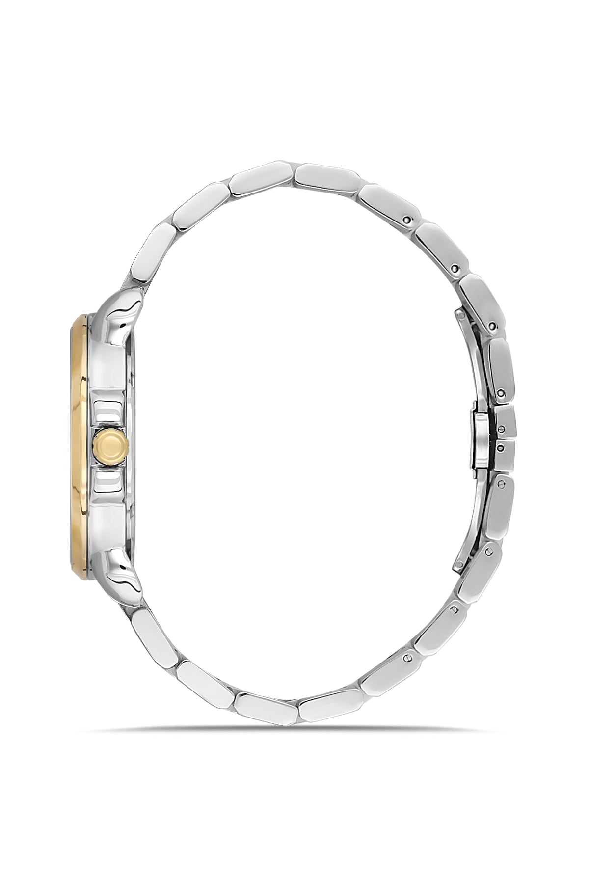 David Guner 9100GA-D2 men's watch with black dial, two-tone case and stainless steel bracelet – side view