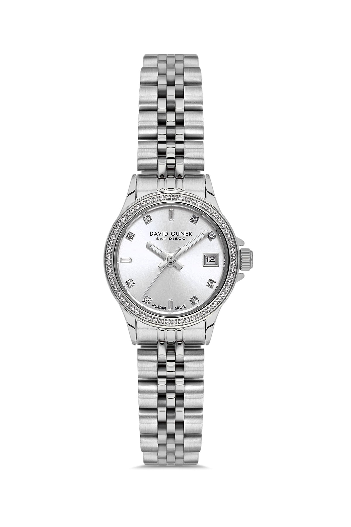 David Guner 9103LA-A1 women's watch with silver dial, silver-tone case and stainless steel bracelet – front view