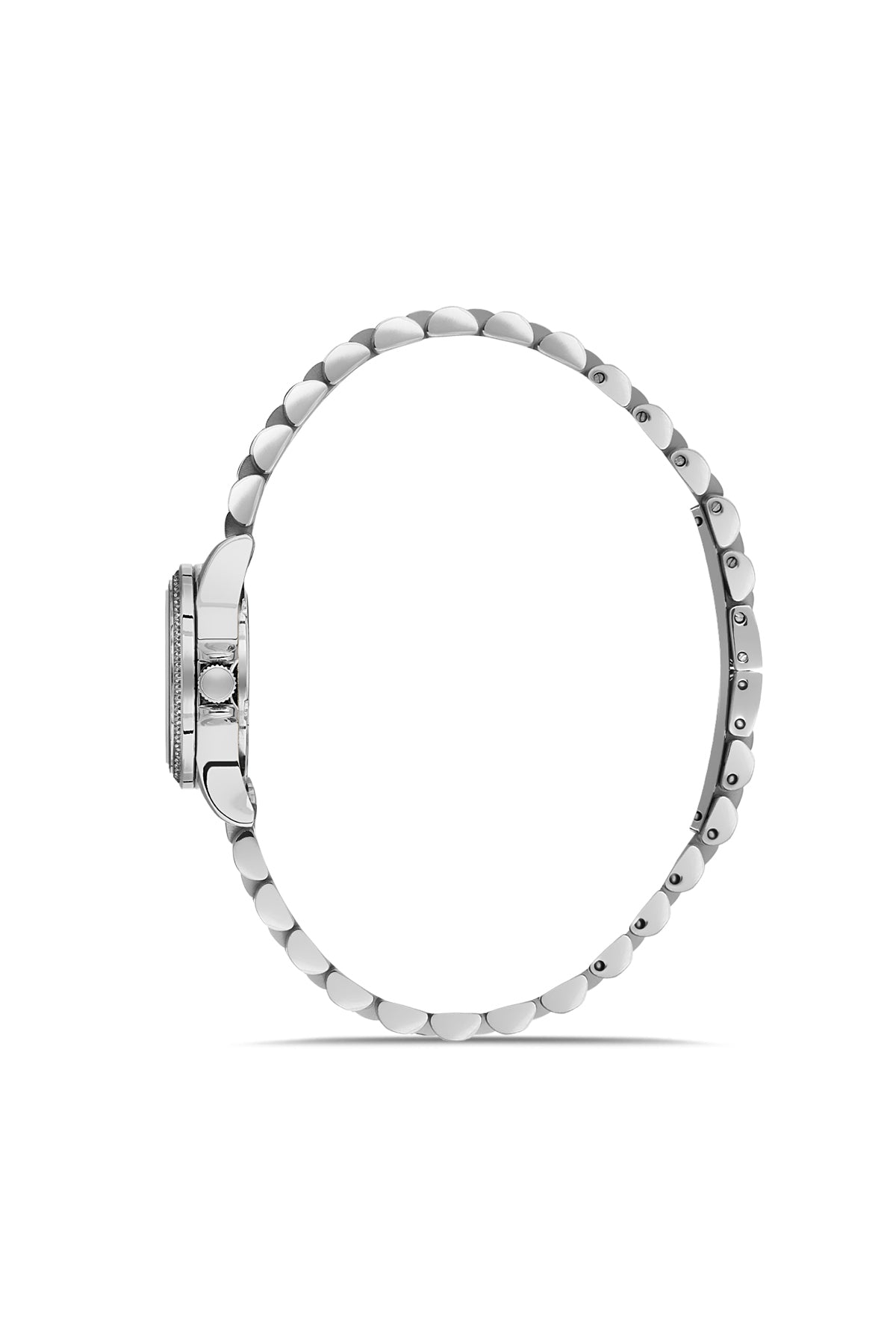 David Guner 9103LA-A2 women's watch with black dial, silver-tone case and stainless steel bracelet – side view