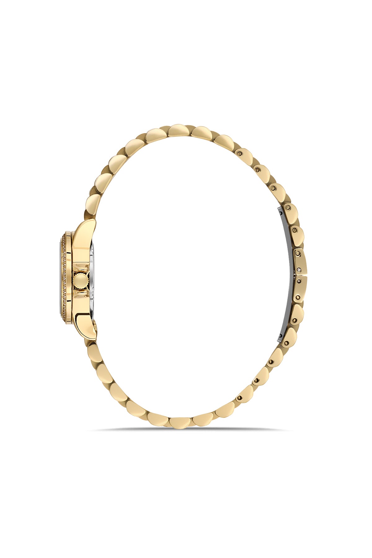 David Guner 9103LA-B4 women's watch with gold dial, gold-tone case and stainless steel bracelet – side view