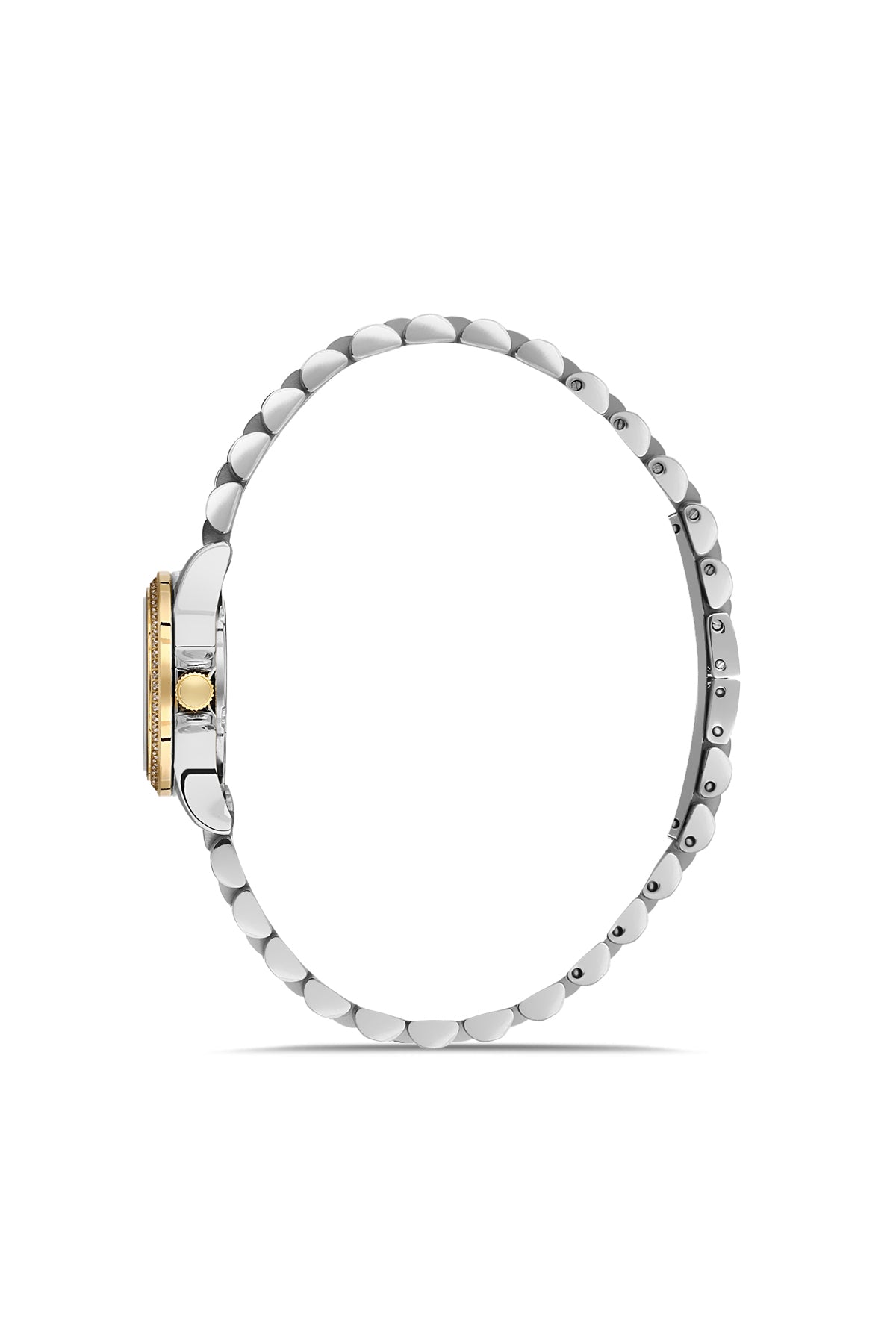 David Guner 9103LA-D10 women's watch with green dial, two-tone case and stainless steel bracelet – side view
