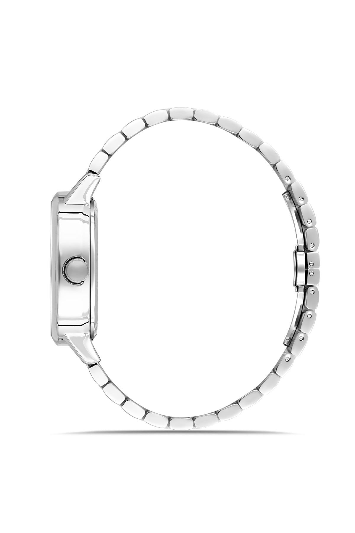 David Guner 9105GA-A1 men's automatic watch with white dial, silver-tone case and stainless steel bracelet – side view