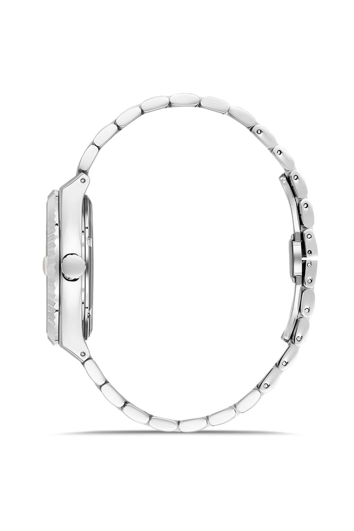 David Guner 9114GA-A9 men's automatic watch with gray dial, silver-tone case and stainless steel bracelet – side view