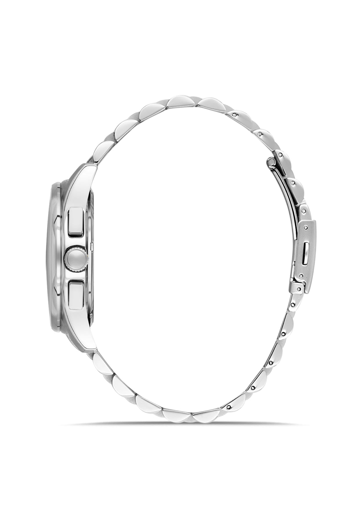 David Guner 9119GA-A1 men's watch with silver dial, silver-tone case and stainless steel bracelet – side view
