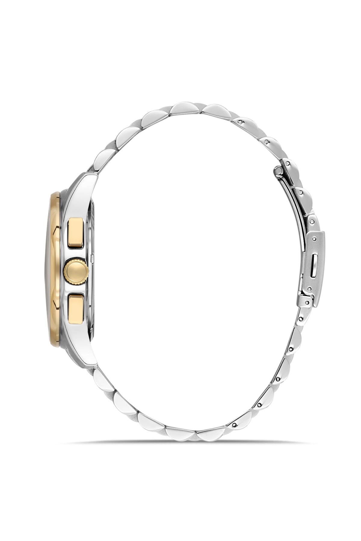 David Guner 9119GA-D2 men's watch with black dial, two-tone case and stainless steel bracelet – side view