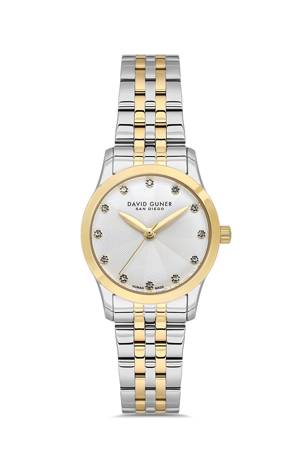 David Guner 9124LA-D1 women's watch with silver dial, two-tone case and stainless steel bracelet – front view