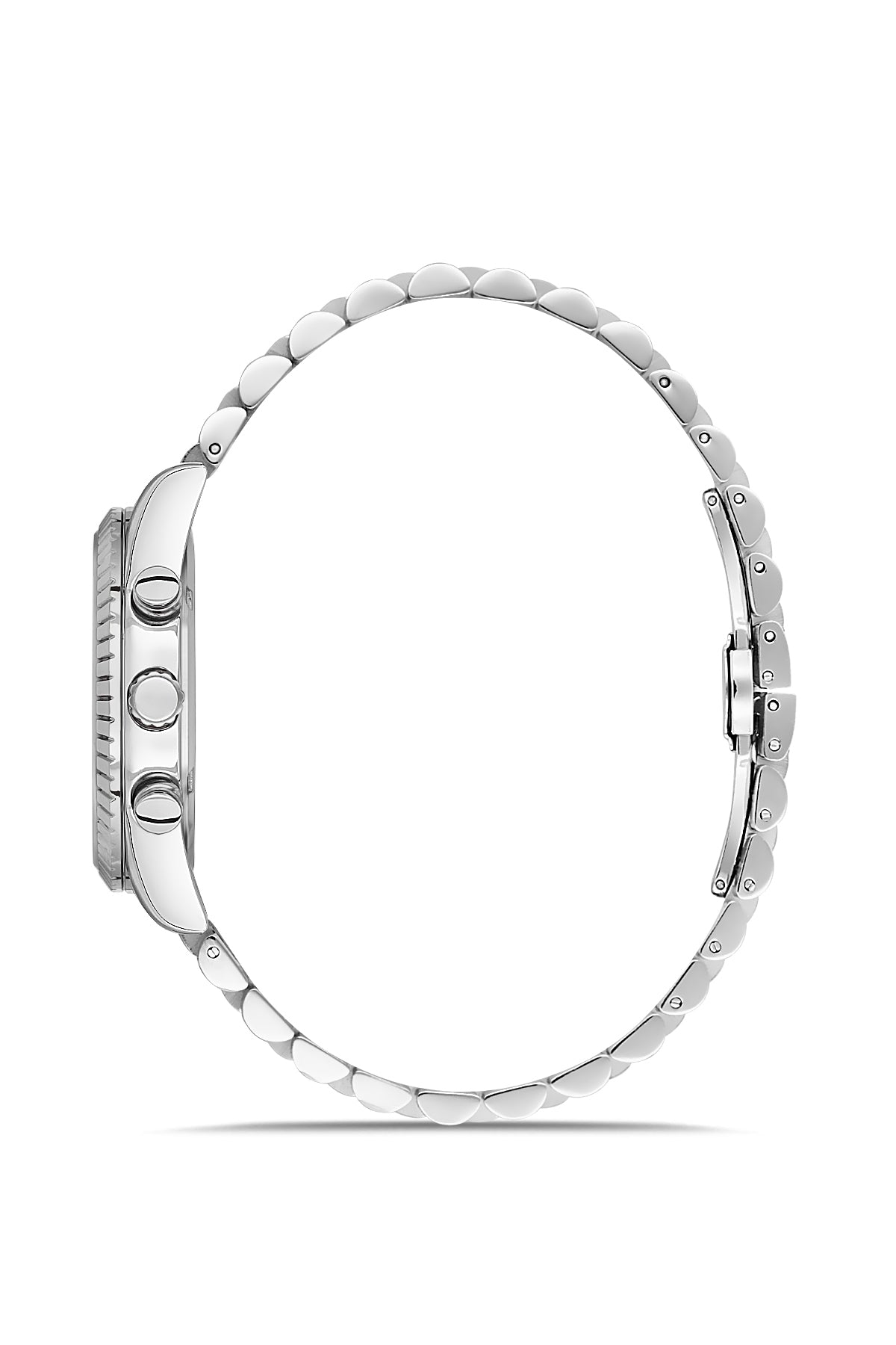 David Guner 9128GA-A1 men's watch with silver dial, silver-tone case and stainless steel bracelet – side view