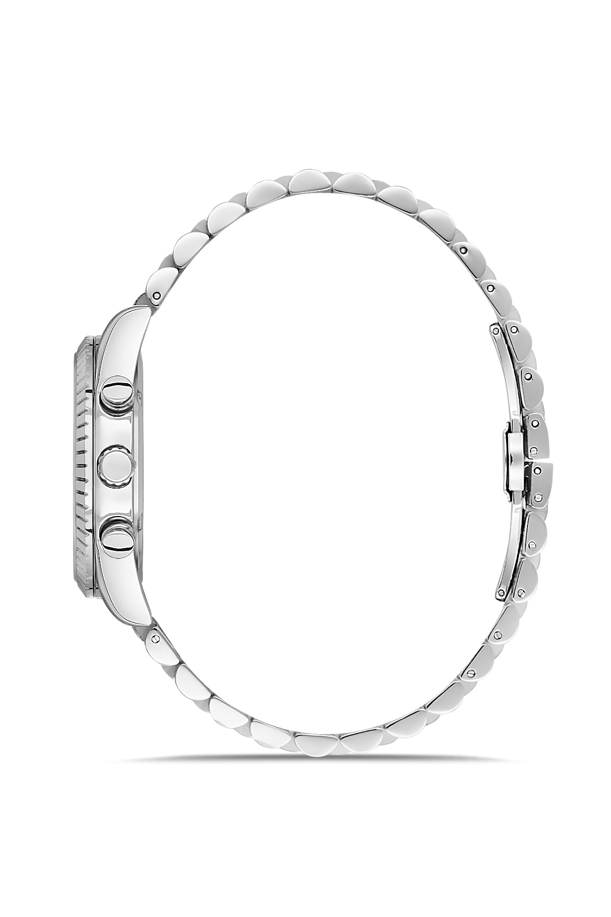 David Guner 9128GA-A10 men's watch with green dial, silver-tone case and stainless steel bracelet – side view