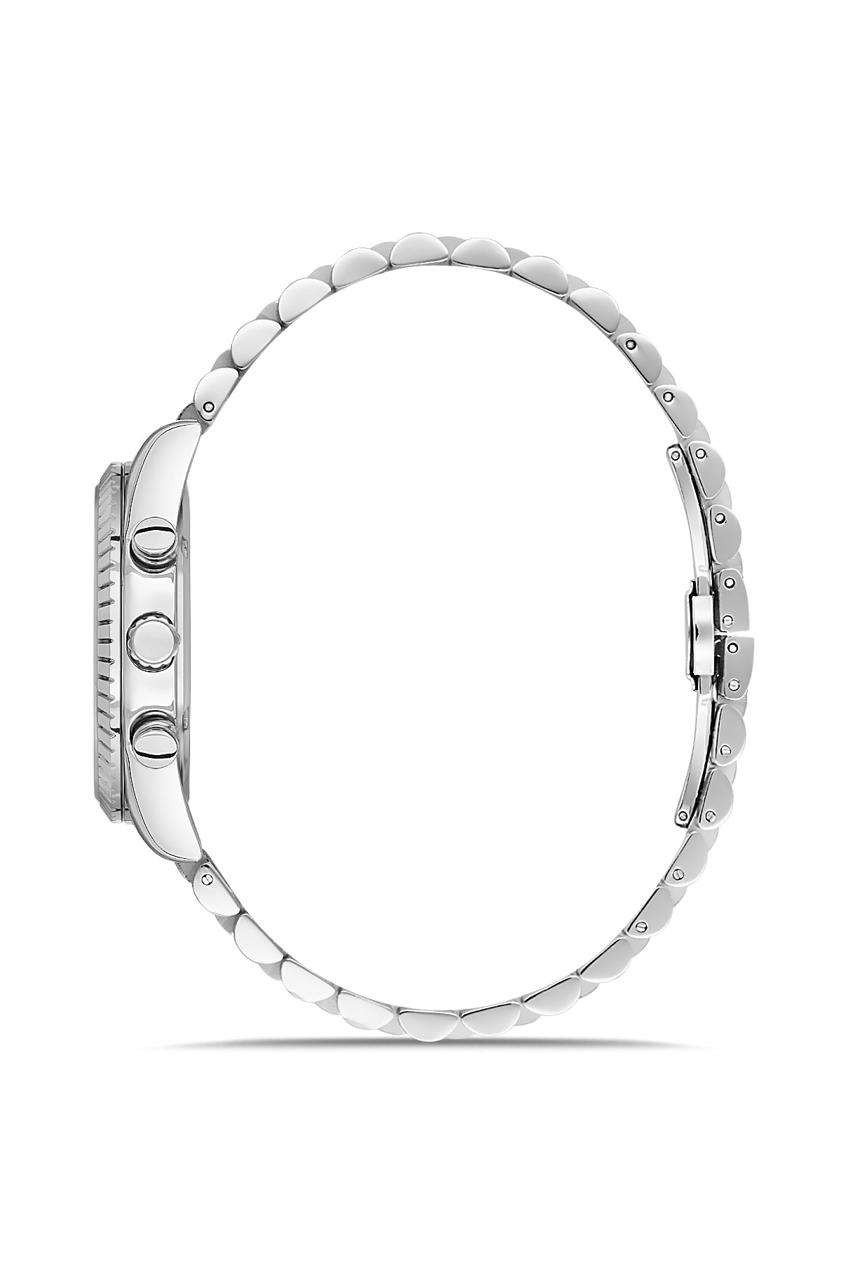 David Guner 9128GA-A3 men's watch with blue dial, silver-tone case and stainless steel bracelet – side view