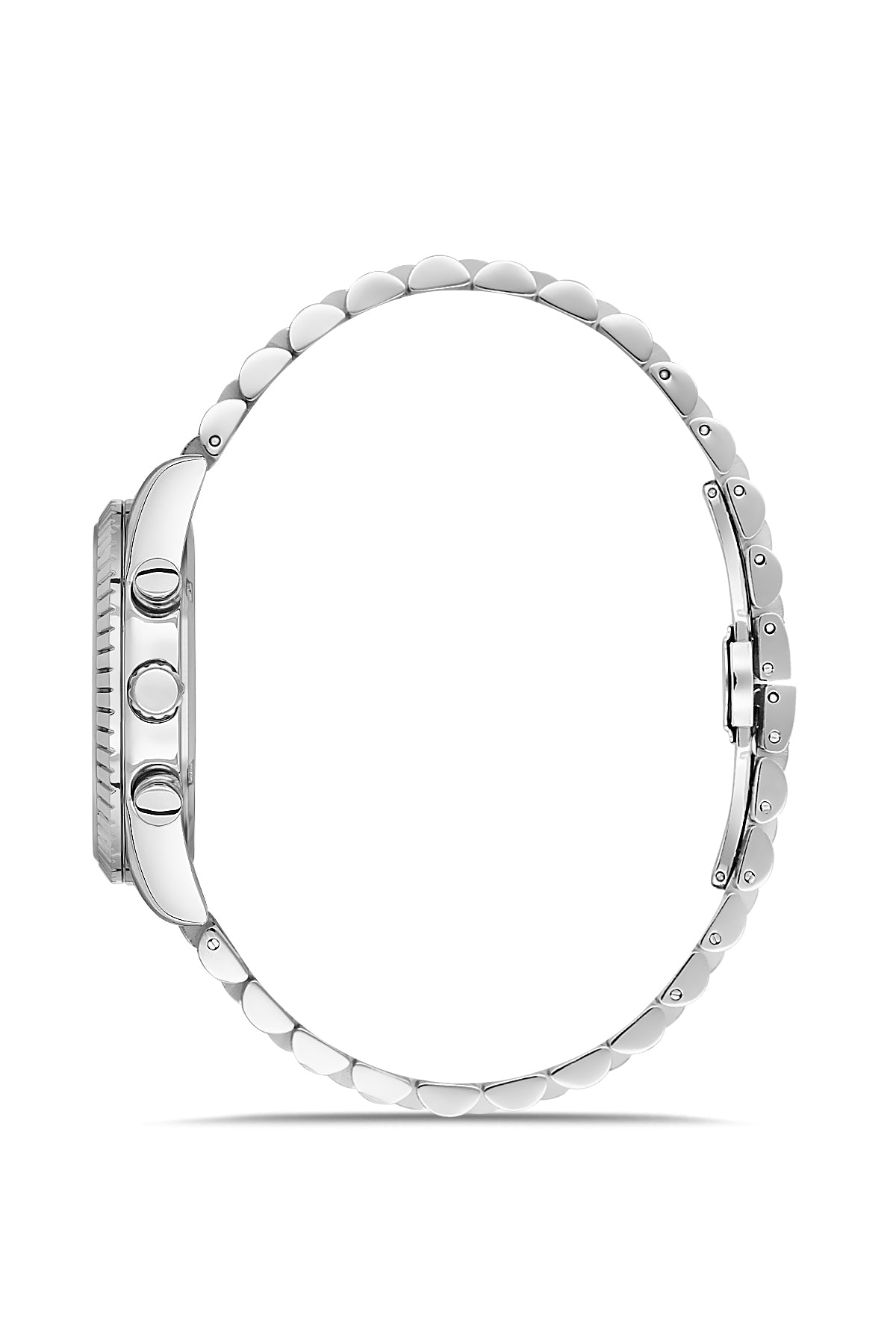 David Guner 9128GA-A9 men's watch with gray dial, silver-tone case and stainless steel bracelet – side view