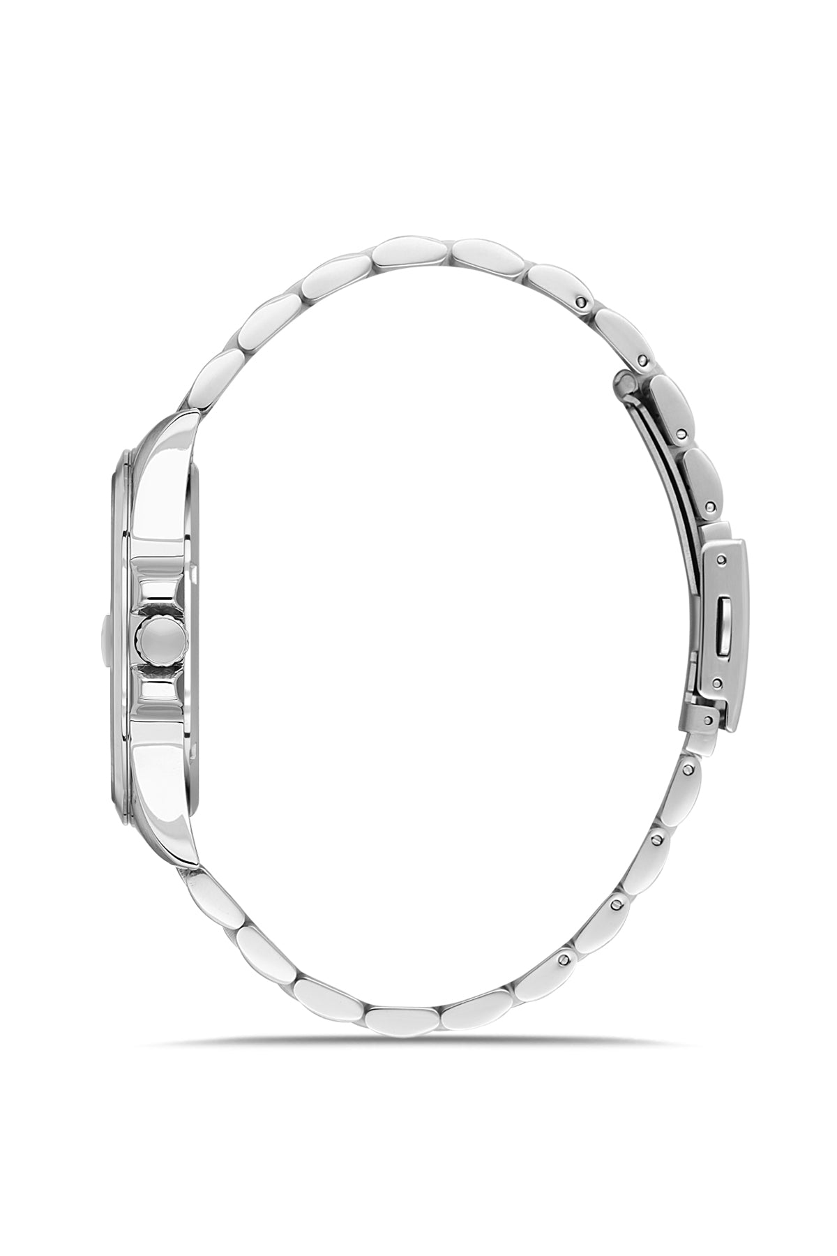 David Guner 9157GA-A2 men's watch with black dial, silver-tone case and stainless steel bracelet – side view