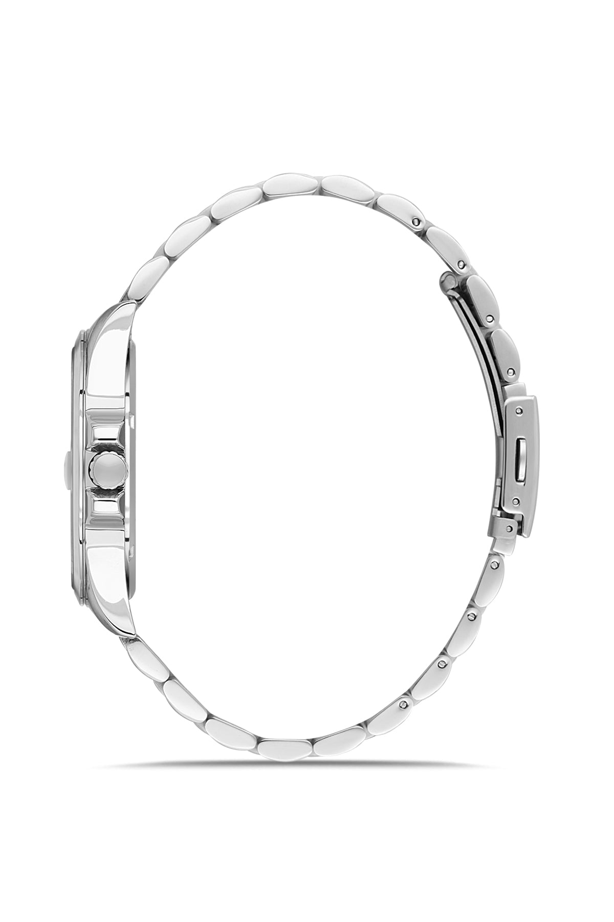 David Guner 9157GA-A3 men's watch with blue dial, silver-tone case and stainless steel bracelet – side view