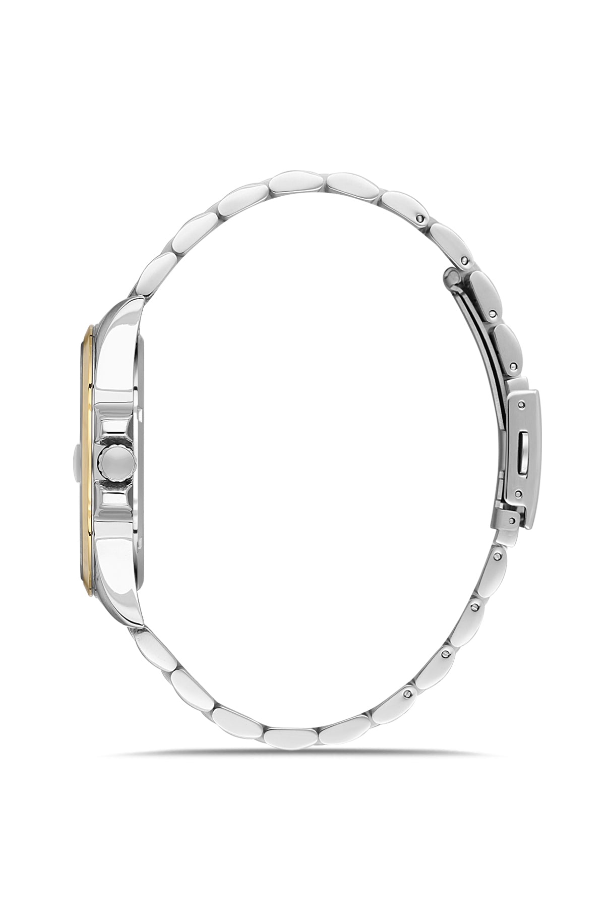 David Guner 9157GA-D2 men's watch with black dial, two-tone case and stainless steel bracelet – side view