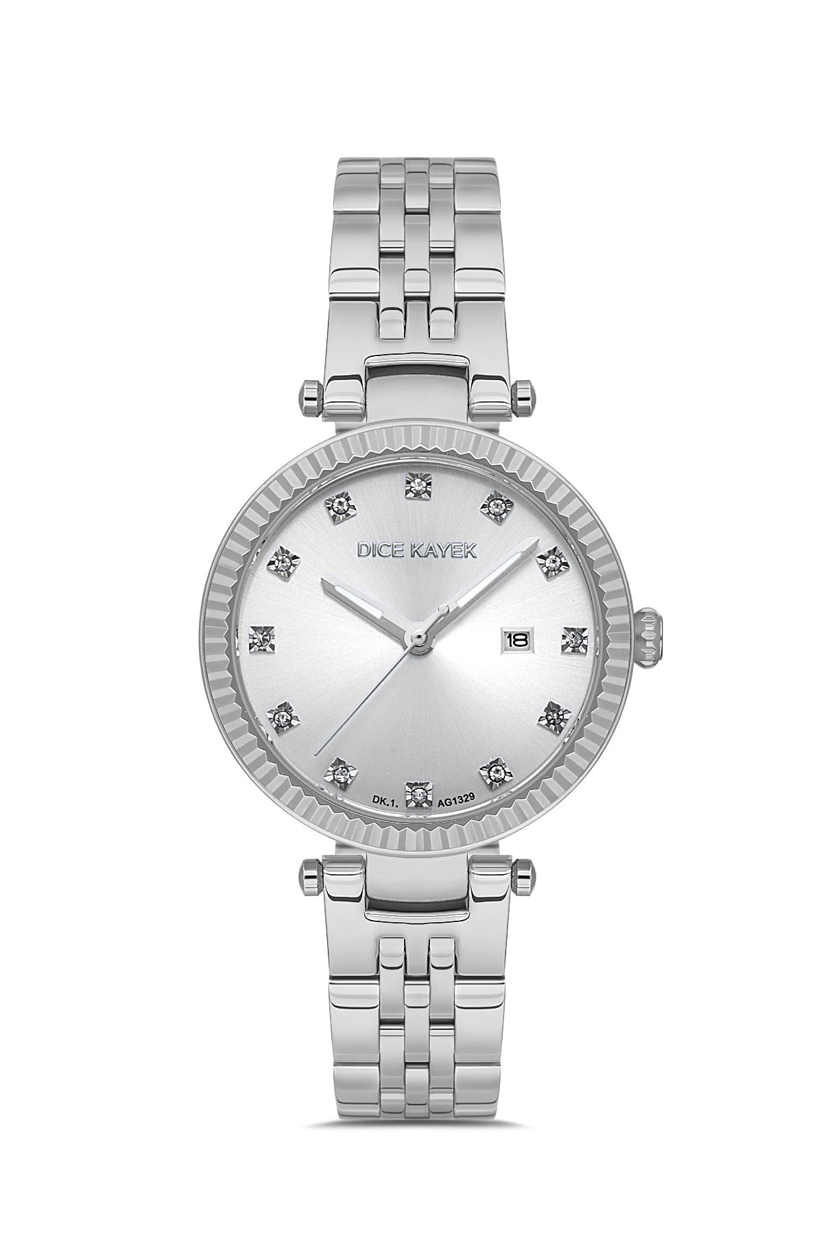 Dice Kayek AG1329.01 women's watch with silver dial, silver-tone case and stainless steel bracelet – front view