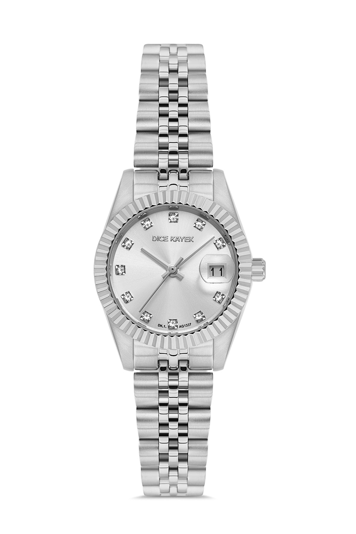 Dice Kayek AG1337.01 women's watch with silver dial, silver-tone case and stainless steel bracelet – front view