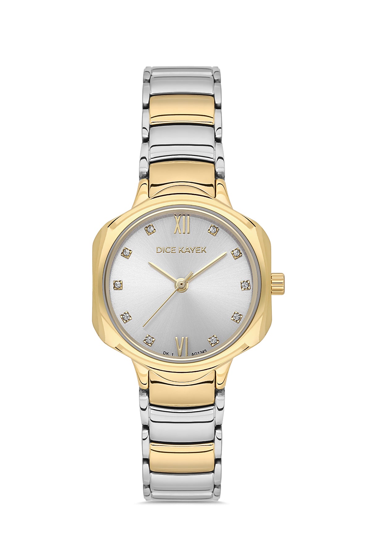 Dice Kayek AG1345.03 women's watch with silver dial, two-tone silver and gold case and stainless steel bracelet – front view