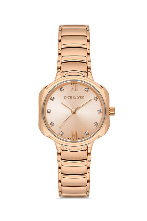 Dice Kayek AG1345.06 women's watch with rose dial, rose gold-tone case and stainless steel bracelet – front view
